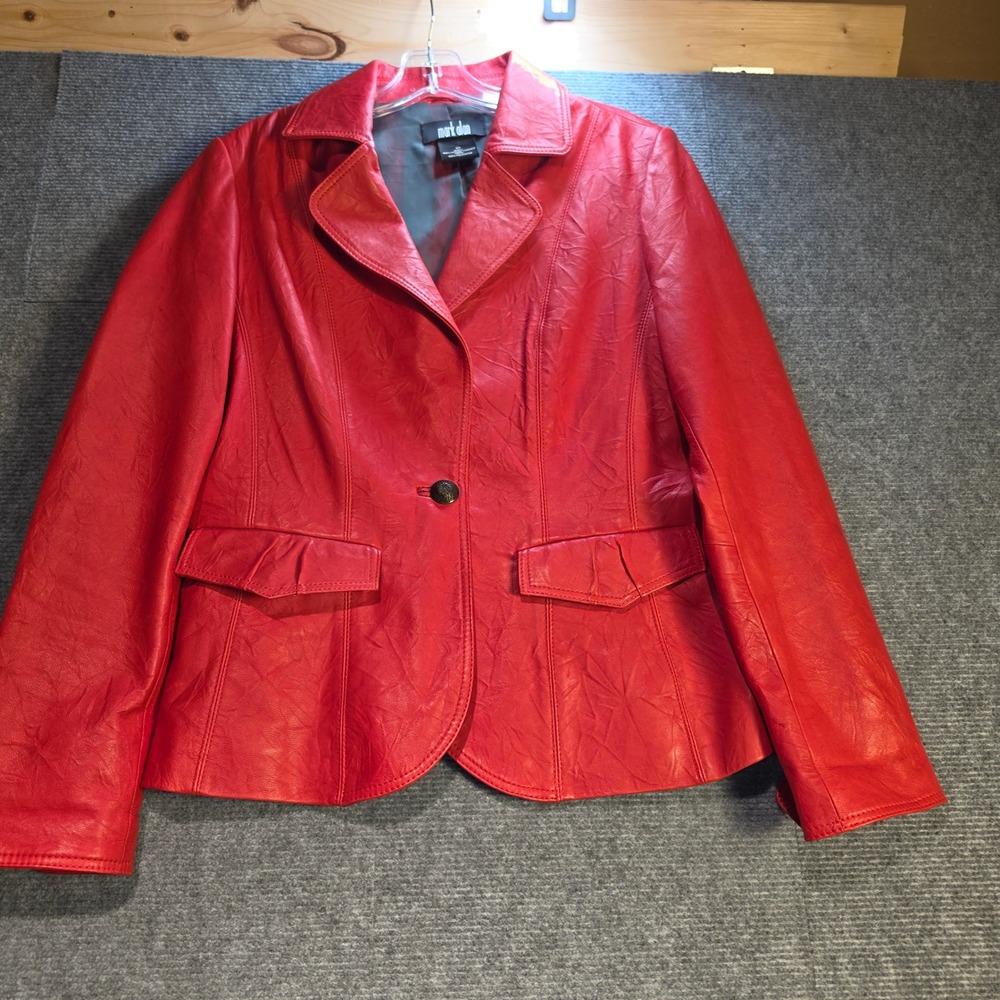 Mark Alan Leather Blazer Women Size M Red Good Condition Genuine Leather Jacket